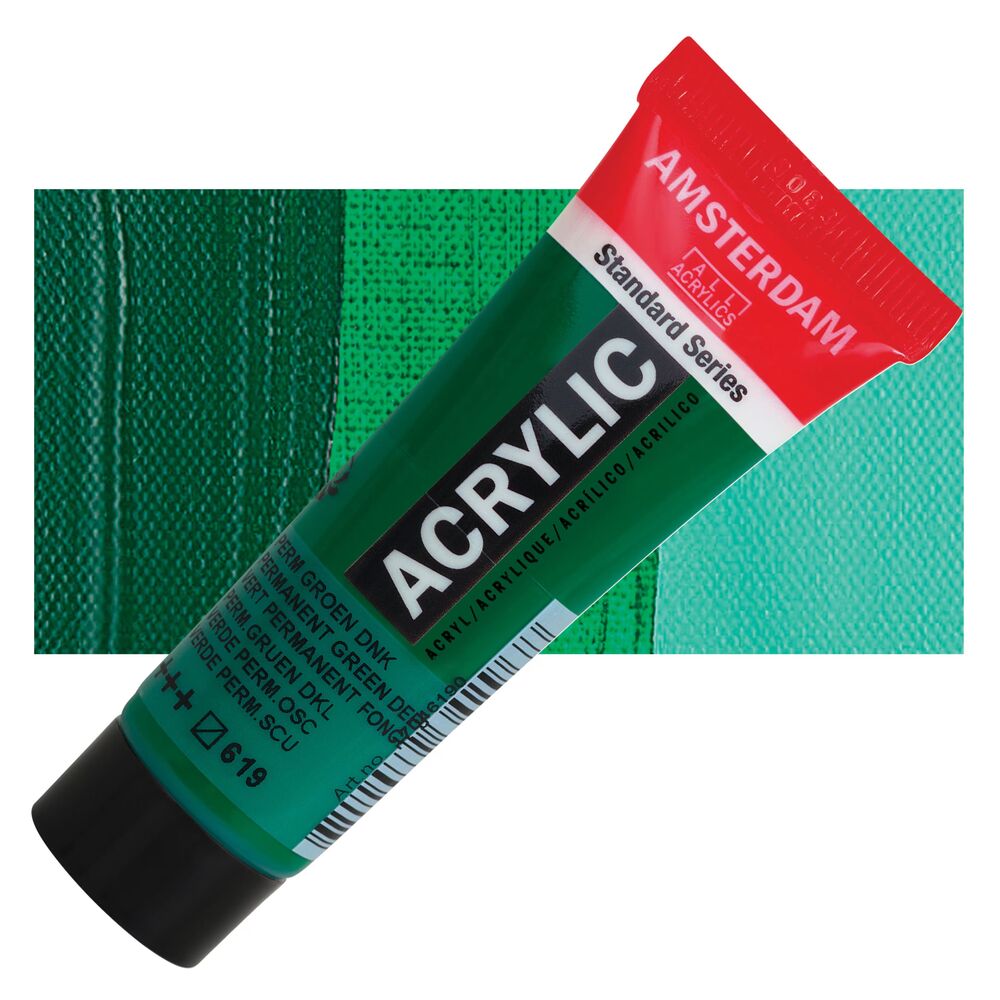 رنگ اکریلیک آمستردام 120 میل تکی کد Permanent Green Deep - 619