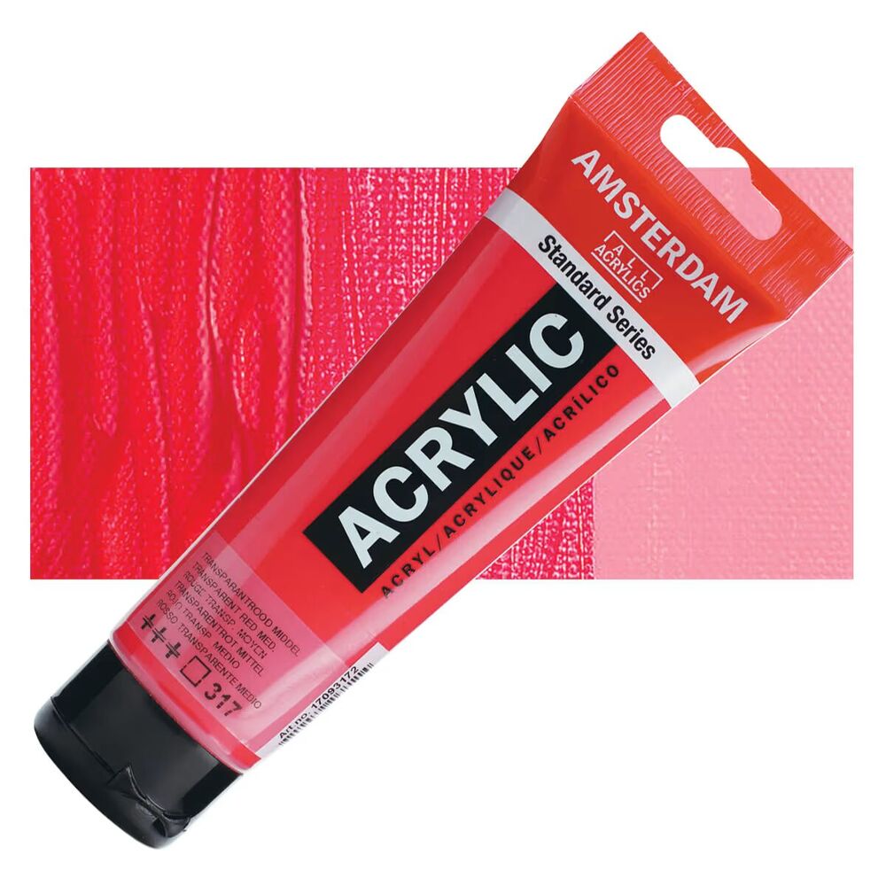 رنگ اکریلیک آمستردام 120 میل تکی کد Transparent Red Medium - 317