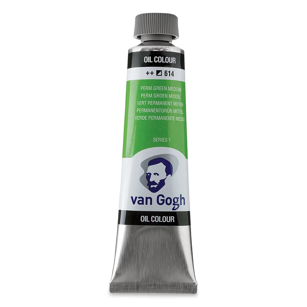 رنگ روغن ونگوگ 40 میل تکی کد Permanent Green Medium - 614