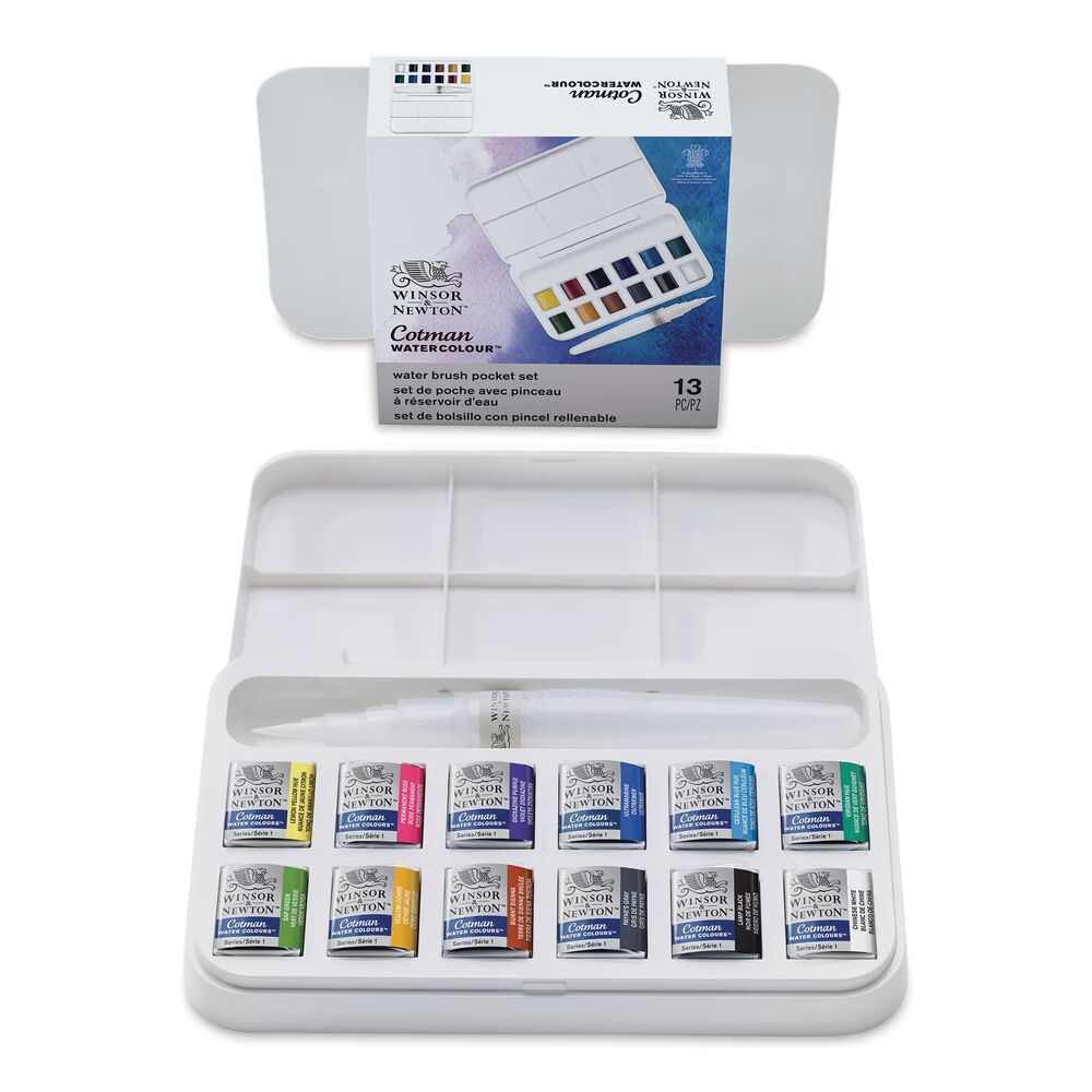 آبرنگ وینزور کاتمن 12 رنگ - مدل Water Brush Pocket