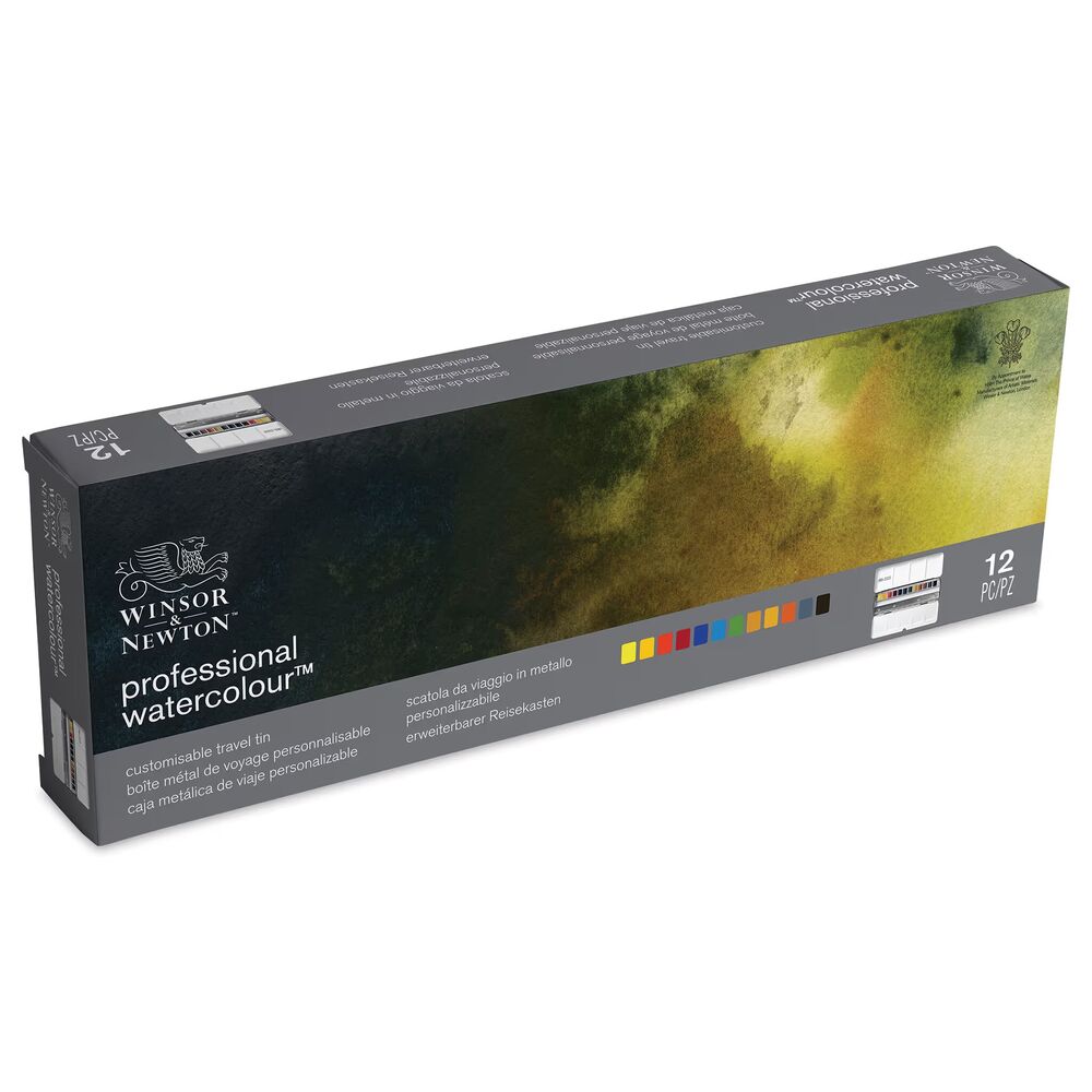 آبرنگ وینزور 12 رنگ Professional - مدل Customizable Travel Tin