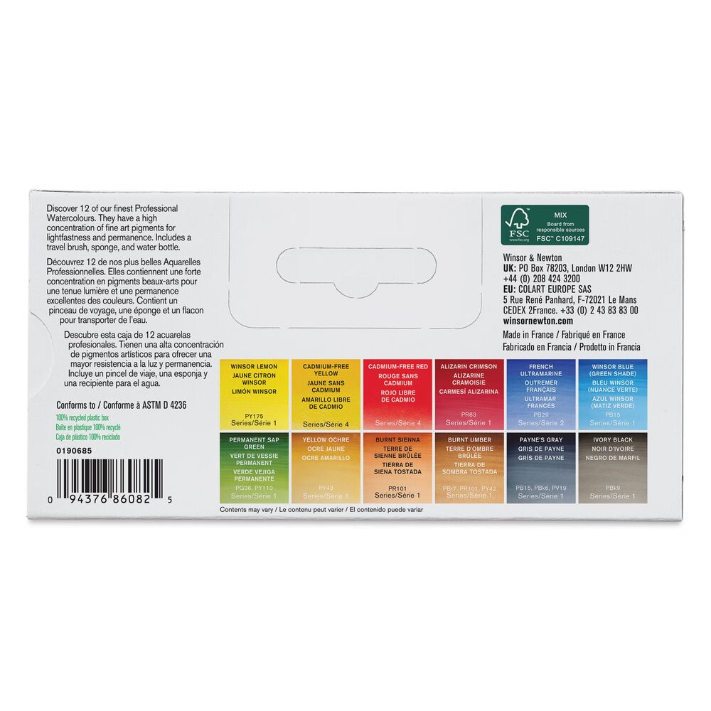 آبرنگ وینزور 12 رنگ Professional - مدل Field Pocket