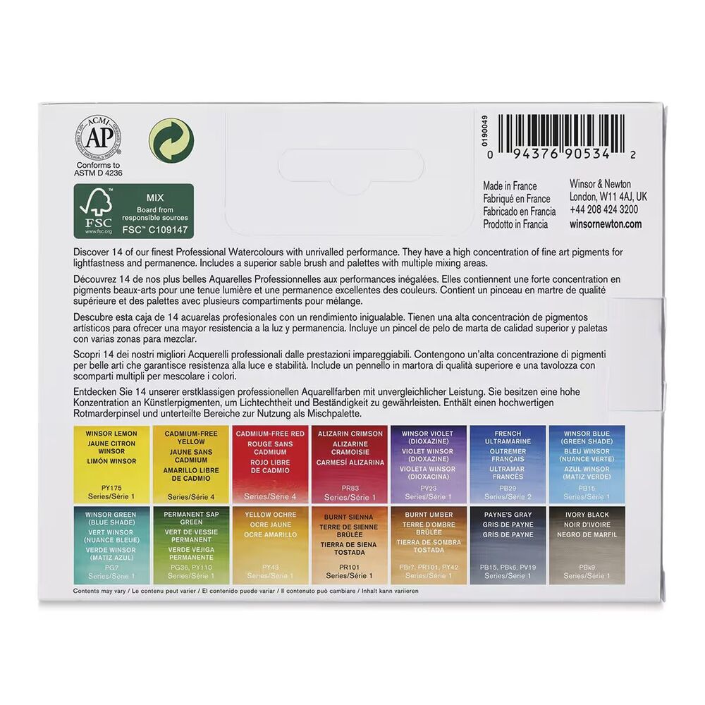 آبرنگ وینزور 14 رنگ Professional - مدل Field Pocket