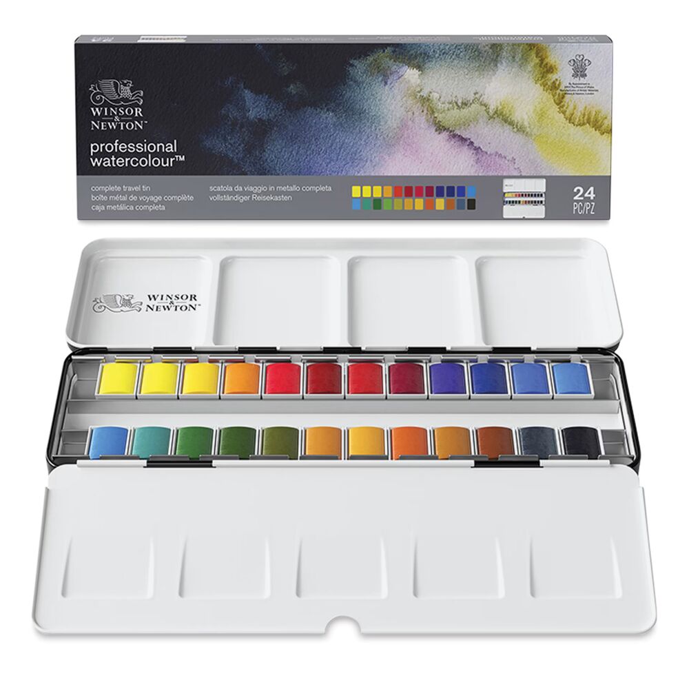 آبرنگ وینزور 24 رنگ Professional - مدل Complete Travel Tin