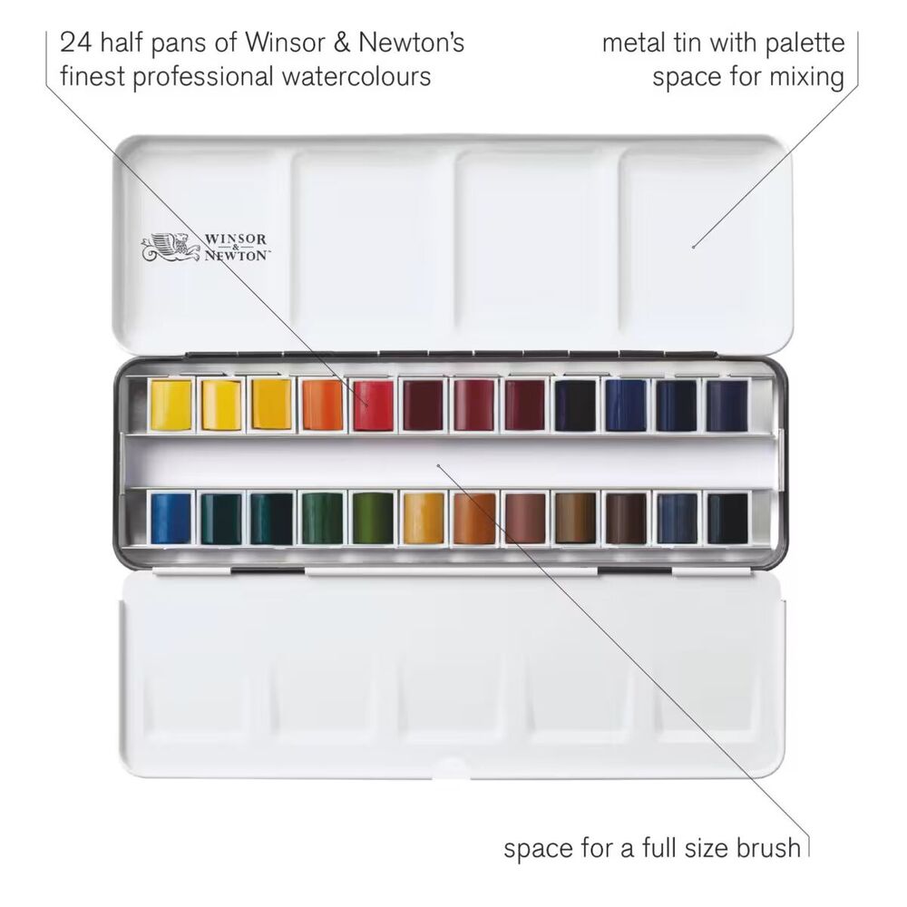 آبرنگ وینزور 24 رنگ Professional - مدل Complete Travel Tin