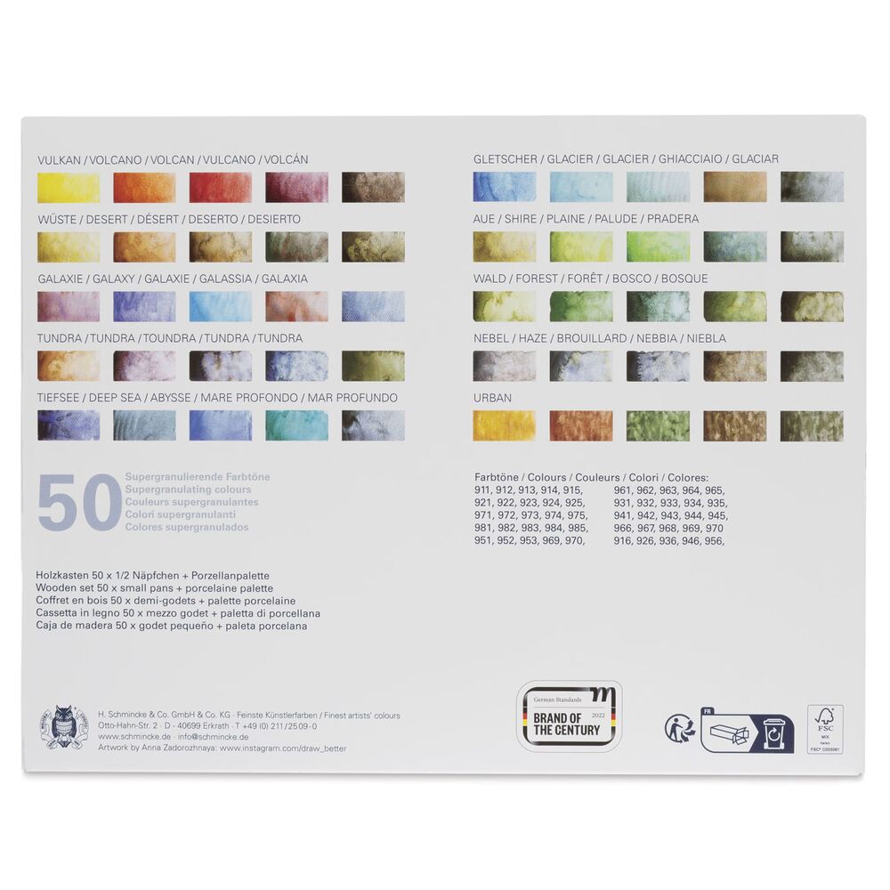 آبرنگ اشمینک 50 رنگ - مدل Super Granulation Colors